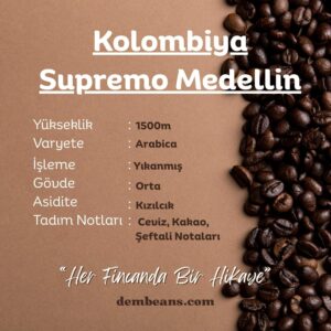Kolombiya Supremo Medellin Yöresel Kahve 17-18